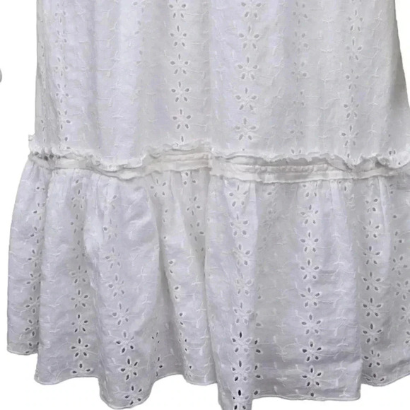 Vintage Y2K Bebe White Eyelet Midi Dress Boho Cotton Size Large - Picture 3 of 10